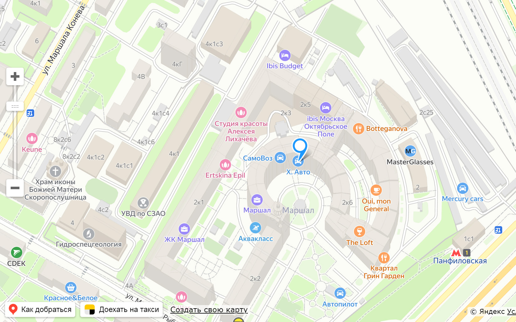 Карта проезда к клинике